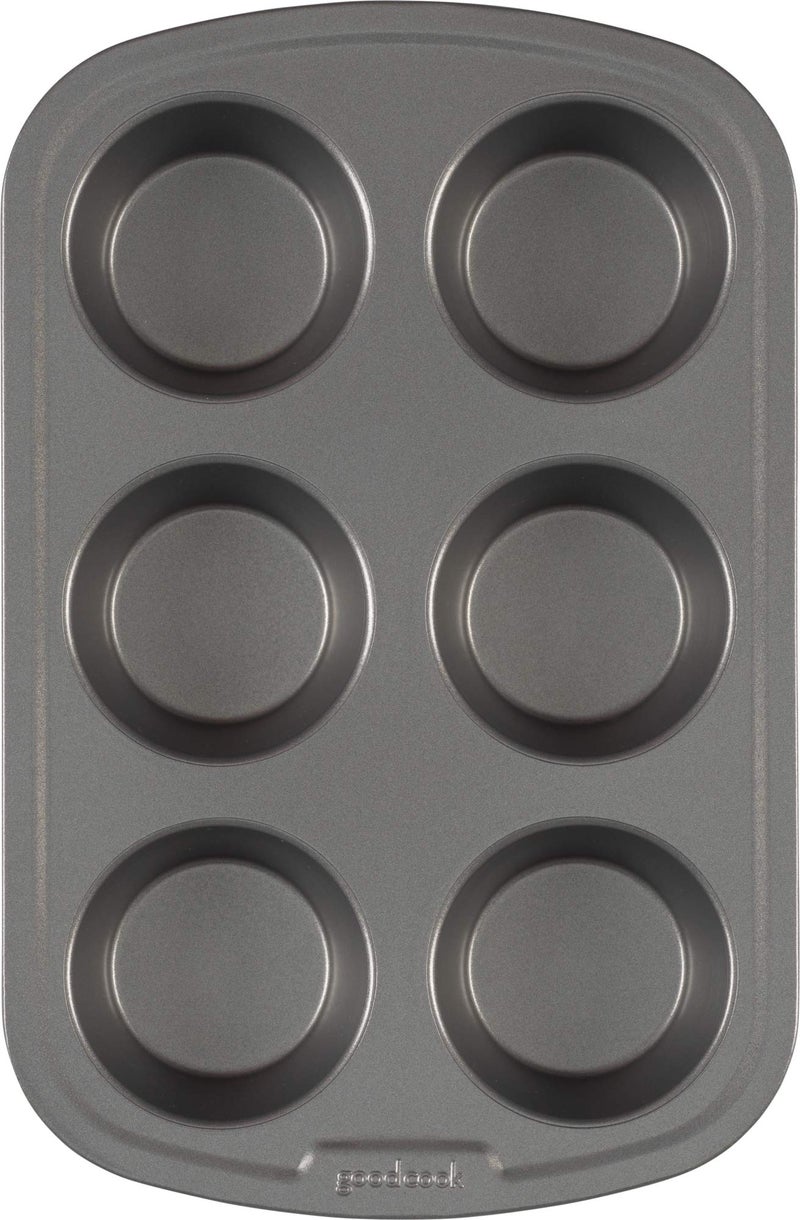 GoodCook Everyday Nonstick Steel Muffin Pan, 6 cup, Gray - Image 2